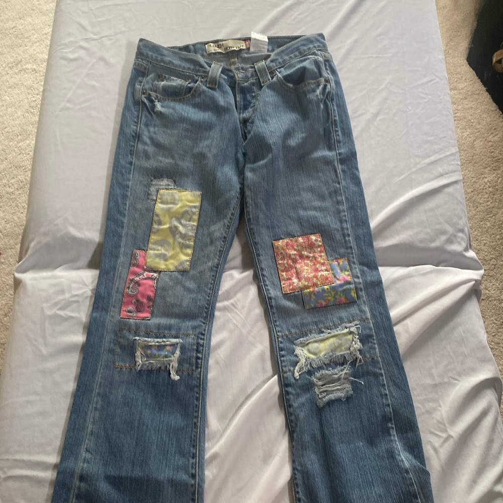 Vintage Levi's 513 Slouch Bootcut Patchwork Distressed Denim Jeans